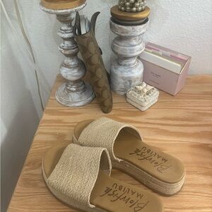 Blowfish Malibu Beige Woven Slide Sandals 6.5